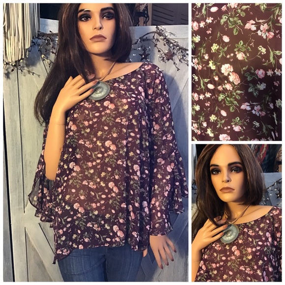 New York & Company Tops - NWOT NY & Co Sheer Bell Sleeve High Low Blouse